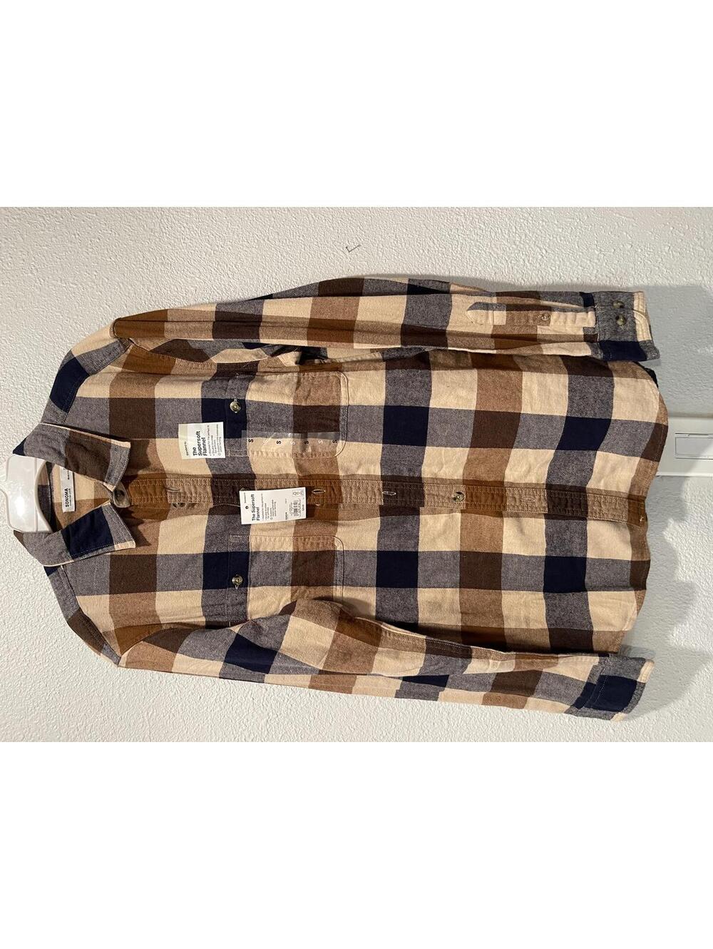 Sonoma The Supersoft Flannel Shirt - Brown/Beige/Blue Plae